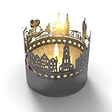  Delft Skyline Bougie photophore Souvenir, Silhouette 3D en Acier Inoxydable pour Une Bougie à thé avec Carte de voeux Incluse