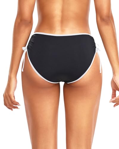 Image of Daci Women Mid Waist Bikini Bottoms - Full Coverage Swim Bathing Suit Bottom Side Tied Swimsuit Bottoms