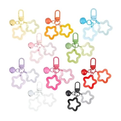 Cadenas de dijes para bolso con estrellas acrílicas y alegres cascabeles 2