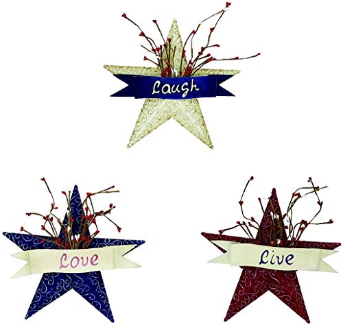 Rusticmetal3dbarnstarpatrioticwalldecoramericanastarwithlovelaughlivejuly4thcountryamericanapatrioticwallornamentoutdoordecorationsetof3blueredbeige Urban Country Home Decor Rustic metal 3d barn star patriotic wall decor americana star with lovelaugh live july 4th country americana patriotic wall ornamentoutdoor decoration set of 3 blueredbeige urban country home decor
