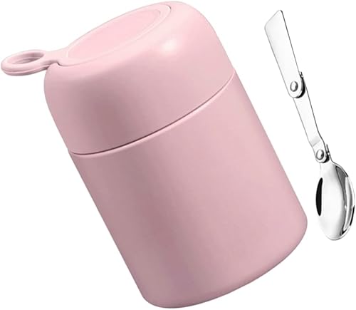 Cabilock Tarro de alimentos aislado al vacío de acero inoxidable térmico con cuchara, taza de sopa, recipientes de almuerzo, taza de desayuno con