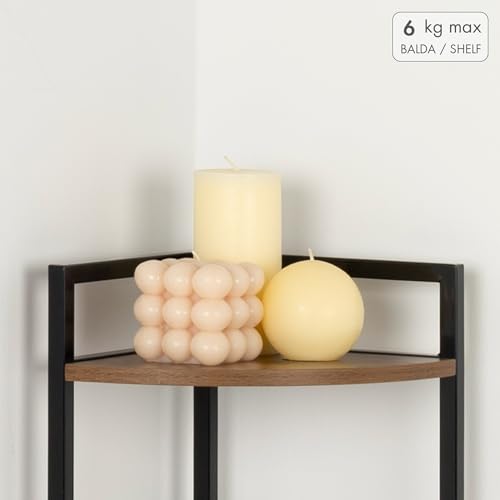 AKTIVE MAX Home Estantería esquinera, 24x24x80 cm, con 3 Niveles, Acero Negro, Madera, Almacenaje, Fácil Montaje, Muebles salón, Dormitorio, Cocina, Estanterías hogar, Decoración,(18453) - imagen 4