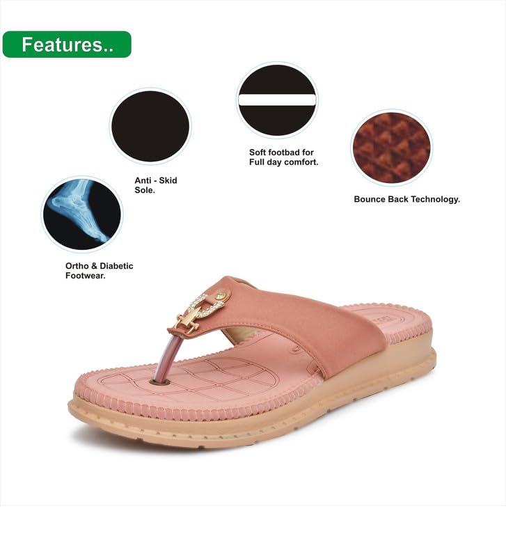 Image of HEALTH FIT Diabetic & Orthopedic with Super Extra Soft Ortho Care Anti-Skid Doubleu Flip-Flops for women Slippers /Doctor Chappal & Footwear HF329