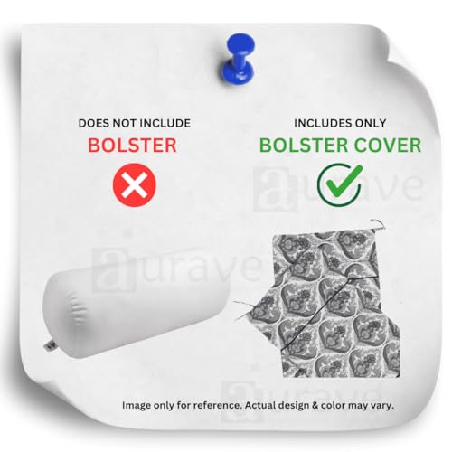 Image of AURAVE Woven Cotton Bolster Cover with Drawstring Closure, Set of 2, Soft Breathable Durable Machine Washable for Sofa Bed & Home Decor, 15 inchx30 inch, Beige | Cover Only
