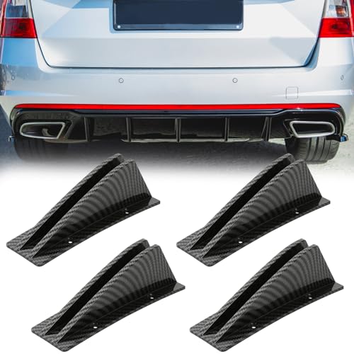 DREAMIZER Spoiler posteriori per auto, 4PCS Diffuser per spoiler per paraurti posteriore universale, Decorazione protettore a pinna carbonio spoiler,labbro di splitter per paraurti posteriore