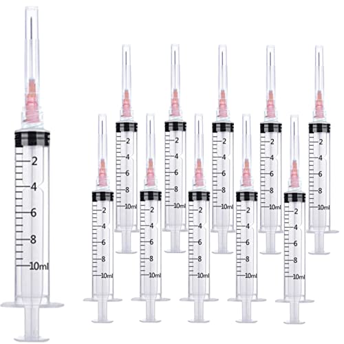 25 Pack 10ml 18Ga Lab Syringe Tools with Measurement, Individually Packed