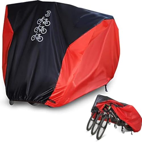 NEVERLAND Fahrradabdeckung Fahrradabdeckung für 3 Fahrräder - Fahrradgarage 190T Polyester Tuff 1200PA,Fahrradabdeckung Wasserdicht Staub Regen UV-Schutz Universal Stil 205x108x115CM