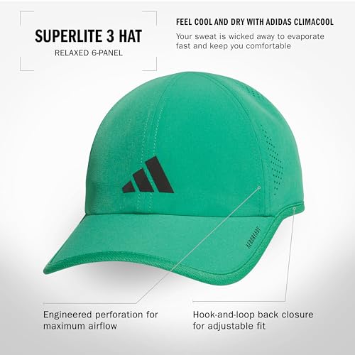 adidas Superlite, bonés atléticos, chapéu de corrida masculino, Semirquadra verde/preto/3.0, Tamanho