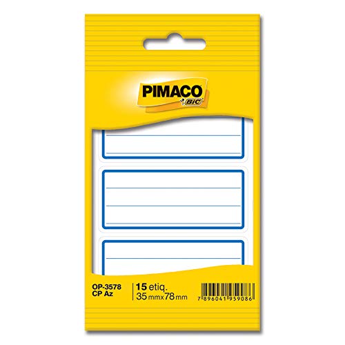 Etiqueta Adesiva Escolar com Pauta, BIC, Pimaco, 886623, Azul, 15 Unidades