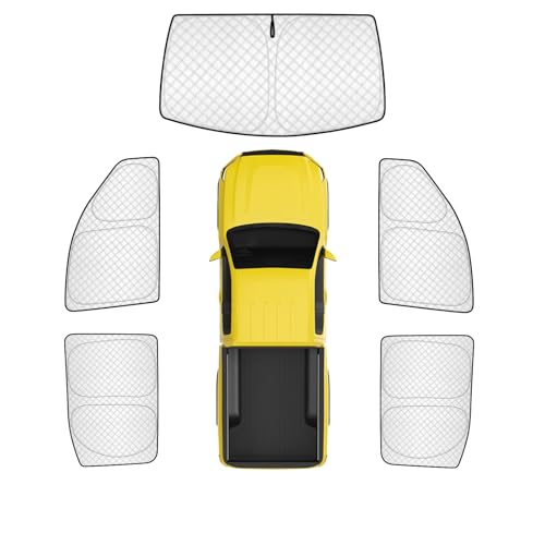 Image of KMF Thicken Sun Shades for 2019-2026 GMC Sierra 1500 & Silverado 1500 Crew Cab Accessories,Car Window Covers Sunshade for Windshield Side, UV Block and Protect Privacy Blackout for Camping Relax 5pcs