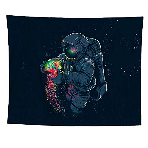 QCWN Fantasy Galaxy Planet Decor Tapestry, Cool Spaceman Astronaut Starry Art Print Wall