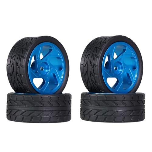 for MJX Hyper go 1/14 14301 14302 14303 WLtoys 1/12 124016 17 1/14 144001 1/18 A959 RC Car Metal Wheel Hub Tires Upgrade Tyre(Blue)