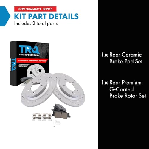 Image of TRQ Performance Rear Brake Pad and Rotor Set Ceramic Coated Compatible with 2020-2021 Hyundai Sonata 2021 Kia K5