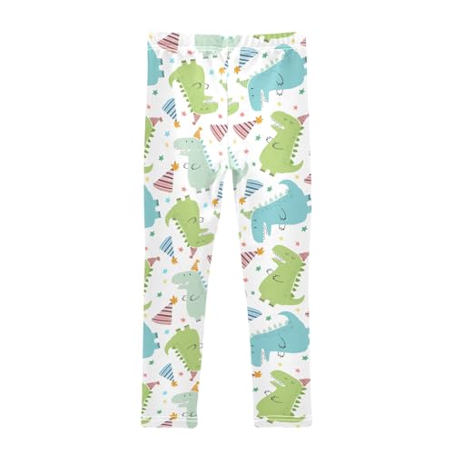 Cute Party Dinosaur Girls Leggings Soft Comfortable Athletic Leggings Dancing Pants for 4-10 Years2