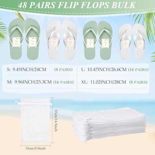 Image of Unittype Flip Flops Bulk for Wedding Guest Slippers Wedding Flip Flops with Cards Bags for Pool Beach Party