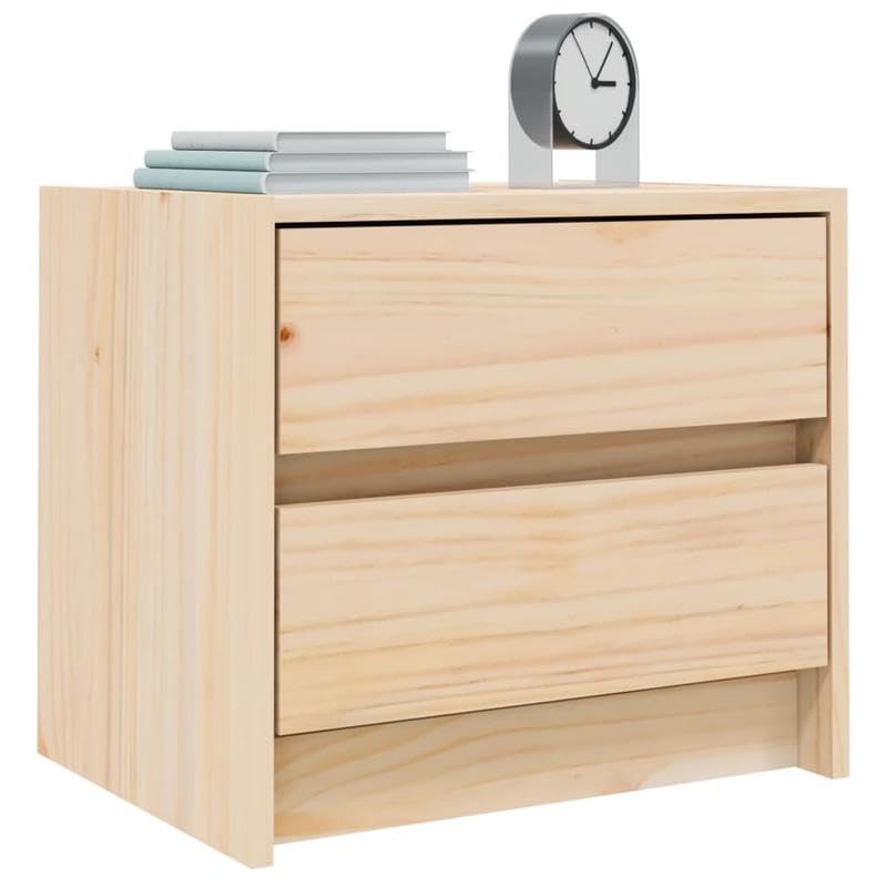 Zestaw 2 przyjaznych dla środowiska szafek nocnych z litego drewna sosnowego - kompaktowy 40 x 31 x 35,5 cm - nieobrobione naturalne drewno - idealne do małych pomieszczeń i nowoczesnej dekoracji