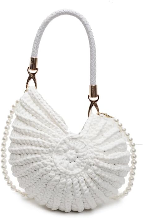 Handwoven Seashell Bag Cotton Crochet Shell Purse Summer Beach Clutch Handbag Funny Seashell Shaped Crossbody Bag