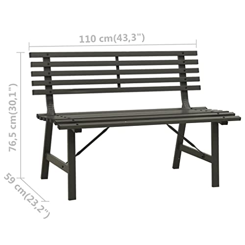 Banc de jardin en acier noir résistant aux intempéries avec dossier métal - 3
