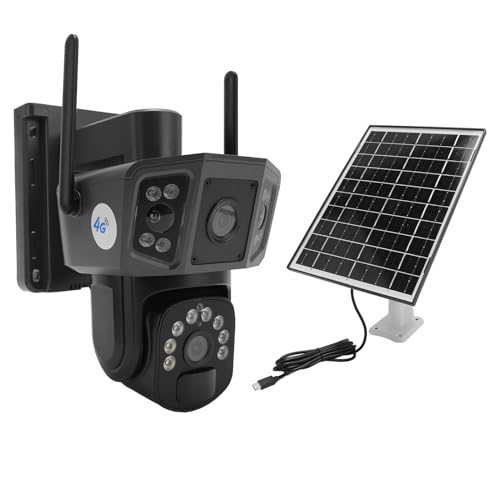RASTKY Cámaras de Seguridad WiFi con Batería de Doble Lente y Energía Solar 4K, Cámara de Vigilancia Exterior HD de 8MP y 4G con Detección Humana para el Hogar
