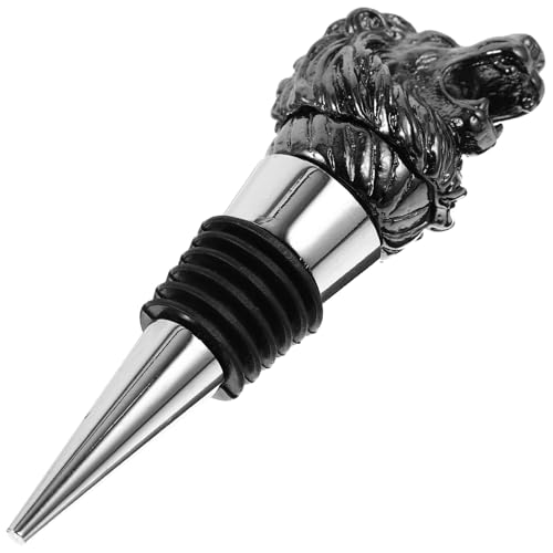 ARTIBETTER Tappo per Bottiglie di Vino Chiusura Ermetica Tappo Decorativo Testa di Leone in Acciaio Silicone e Lega di Zinco Preserva Freschezza Vino Aperto per Uso Domestico e Regali