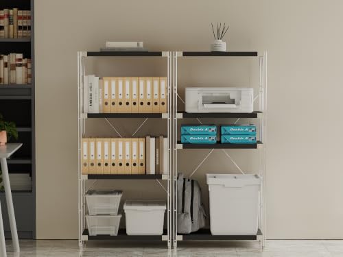 Image of 4-Tier Industrial Bookshelf, Wood and Metal Shelf Unit, Storage Bookcase
