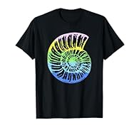 Colorful fossil specimen design. Colorful Ammonite marine fossil. Cool striped colors. Extinct sea creature of the class Cephalopoda. Fun idea for fossil collectors and hunters and also palaeontologists Lightweight, Classic fit, Double-needle sleeve ...