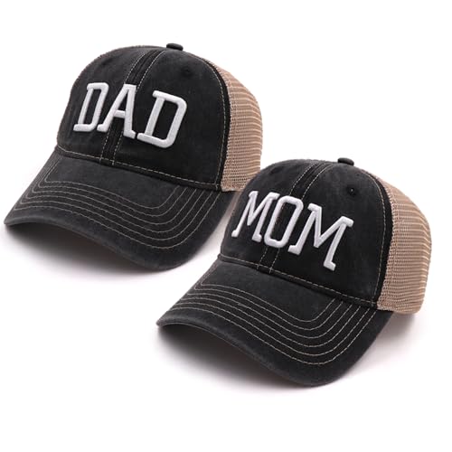 Image of Mom and Dad Hats Embroidered Adjustable Mesh Back Baseball Caps