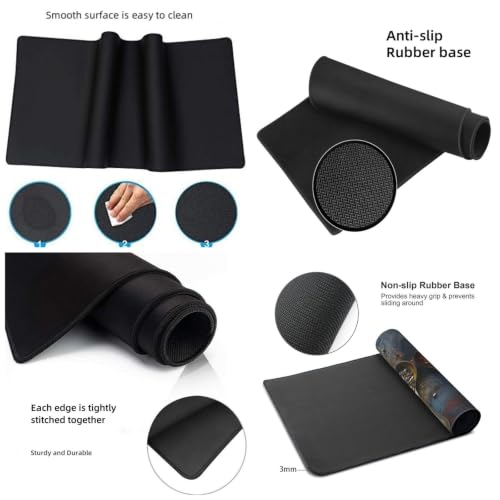 Alfombrilla ratón y teclado de 60 x 30 cm con base de goma antideslizante y tapete gaming 4