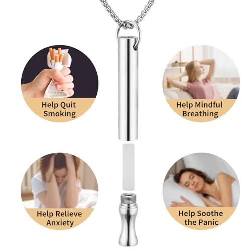 breathing necklace to quit smoking and vaping with refillable mint pods stop smoking aids fidget necklace for anxiety relief smokeless inhaler for adults