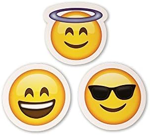 15 Big Emoji Stickers | Each Over 2" | Variety of Emojis | Halo, Smile, Faces, Poo, Cats | Set #1