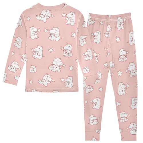 Pajama Sets Long Sleeve Cute Hippo Stars Soft Comfy Sleepwear 2 Piece PJS 3-8T3