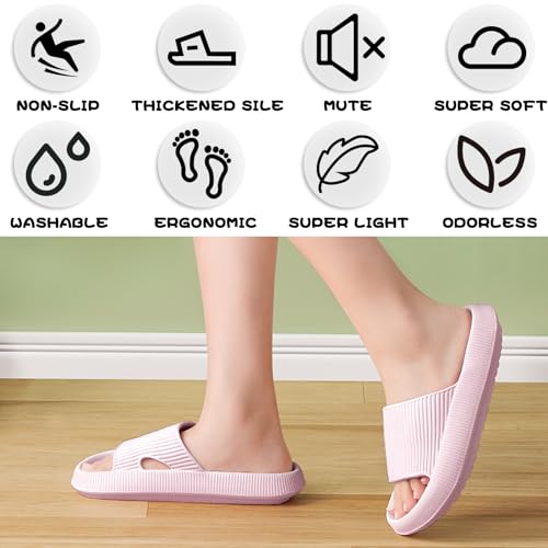 BHFRGAS Cloud Slippers, Non-Slip Thick Sole Flip Flops, Pink, 8-9 UK - Image 6