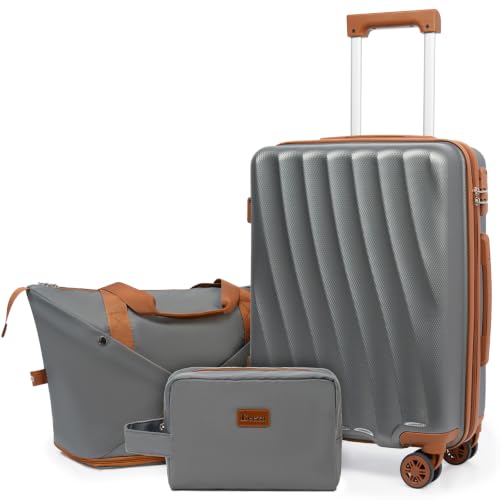 Image of Eeeza Carry on Luggage Sets 3 Piece Suitcases(Gray, 20 inch /DB /TB)