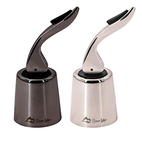 Wine saver Wine stoppers Wine Bottle Stopper Stainless Steel Reusable Bottle Sealer Keeps Wine FreshChampagne stopper with Stainless Steel Decorative Wine Saver Vacuum Plug with Silicone