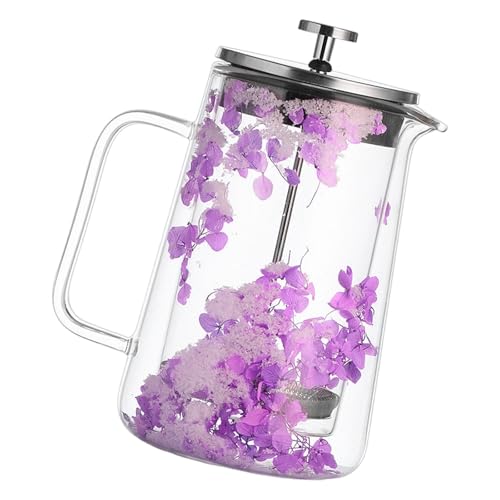 CAZSTYK Cafetera aislada de doble pared de 650 ml para bebidas frías y calientes y café de prensado francés de flores secas