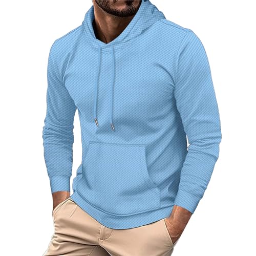Sweat à capuche gaufré homme manches longues vêtement automne chaud jacquard uni
