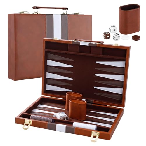 Lotvic Backgammon Set, 11" Genuine Leather Backgammon Board Game with Case, Portable Travel Backgammon Set, Tactical Backgammon Game for Kids Adults Family Party, Since 1795