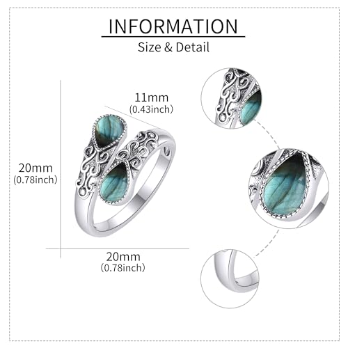 Ring for Women Sterling Silver Adjustable Band Open Rings Jewelry Gifts for Girls4