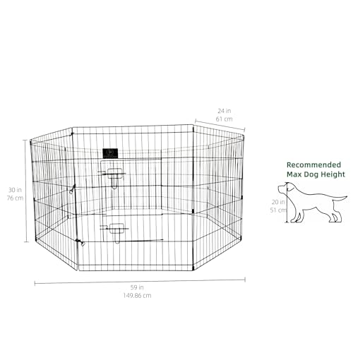 Image of PJYuCien Puppy Playpen with Top Cover & Bottom Pad, 8 Panels 30 inch H, Gray | 24 inchW, Small Pet Safe Sanctuary, Foldable Octagonal Pen, Versatile, Indoor & Outdoor, Backyard Pasture, Protects Floors