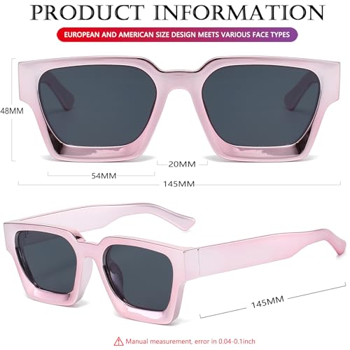 Image of AIEYEZO Square Sunglasses for Women Men Square Thick Frame Sun Glasses Simple Designer Style Shades