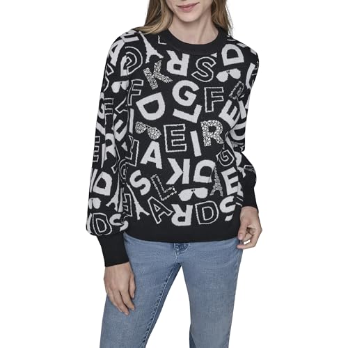 KARL LAGERFELD Paris Women's Sweater, Black/Soft White, Small