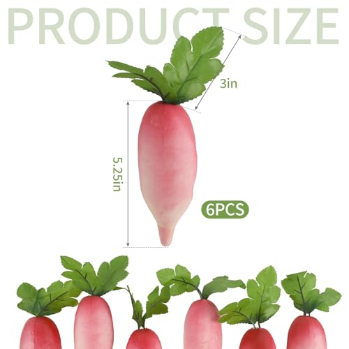 HUIANER Artificial Radish, 6PCS Fake Radishs Simulation Vegetable for Home Kitchen Photography Party Decoration