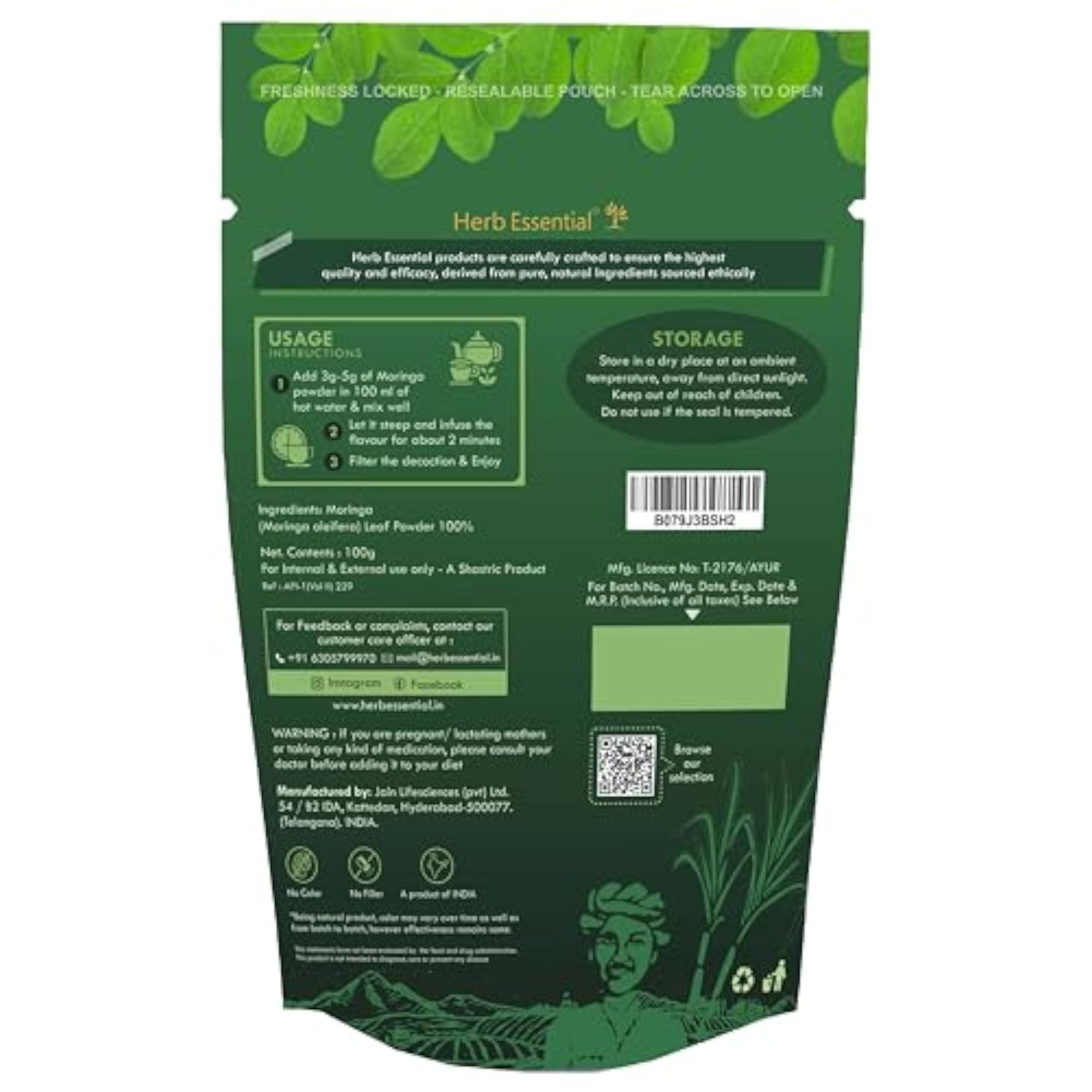 Herb Essential Moringa Leaf Powder, Healthy Superfood