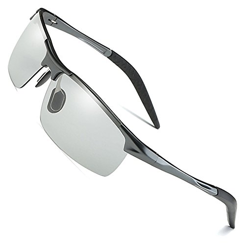 MOTELAN Men's Photochromic Polarized UV400 Sunglasses for Outdoor Fishing Golf Beach Baseball Sports Grey