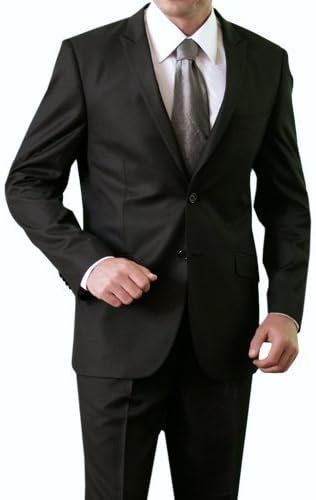 Classy Mens Black Peak Lapel Two Button Slim Fit Suit