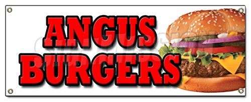 Angus Burgers Banner Sign broiled charbroiled Cheeseburgers Beef USDA