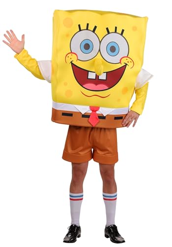 Adult SpongeBob Deluxe Costume | Character Outfit with 3D Nose and Printed Details Halloween Large