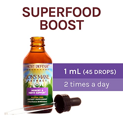 Host Defense, Lion's Mane Extract, Promotes Mental Clarity, Focus And Memory, Mushroom Supplement, Plain, 2 Fl Oz #TOP4