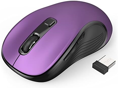 Deeliva Wireless Mouse, Computer Mouse Wireless 2.4G USB Cordless Mouse with 3 Adjustable DPI, 6 Buttons, Ergonomic Portable Silent Mice for Laptop PC Computer Chromebook (Purple)
