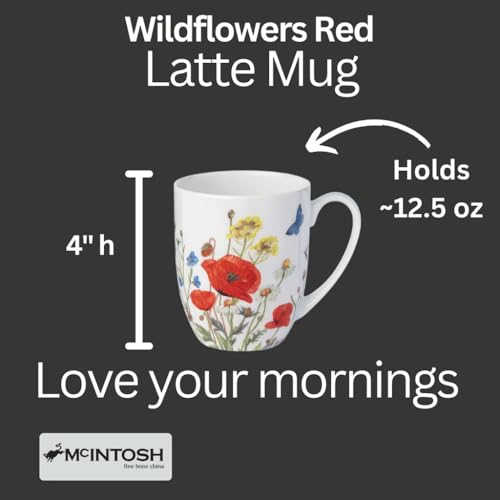 Taza Latte McIntosh Wildflowers de porcelana 12.5 oz miniatura 3